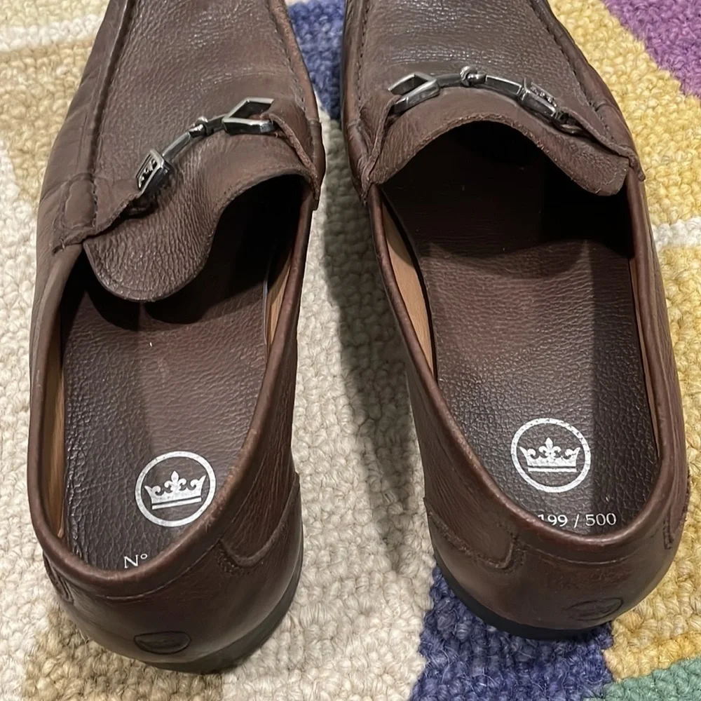 Peter Millar Mens 9.5M Horse Bit Brown Leather Loafers